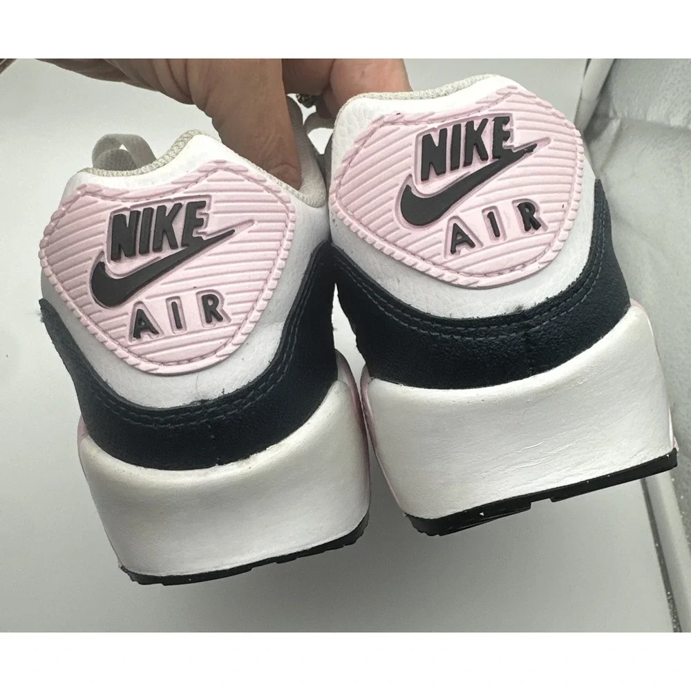 Nike Air Max 90 Shoes Girls Size 7Y White Pink Navy Sneakers HF6358-104